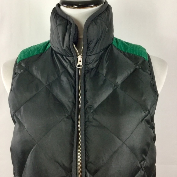 Lauren James Easton Vest Down Black Green Quilted Pockets Stand Up Collar Size M - Picture 5 of 15